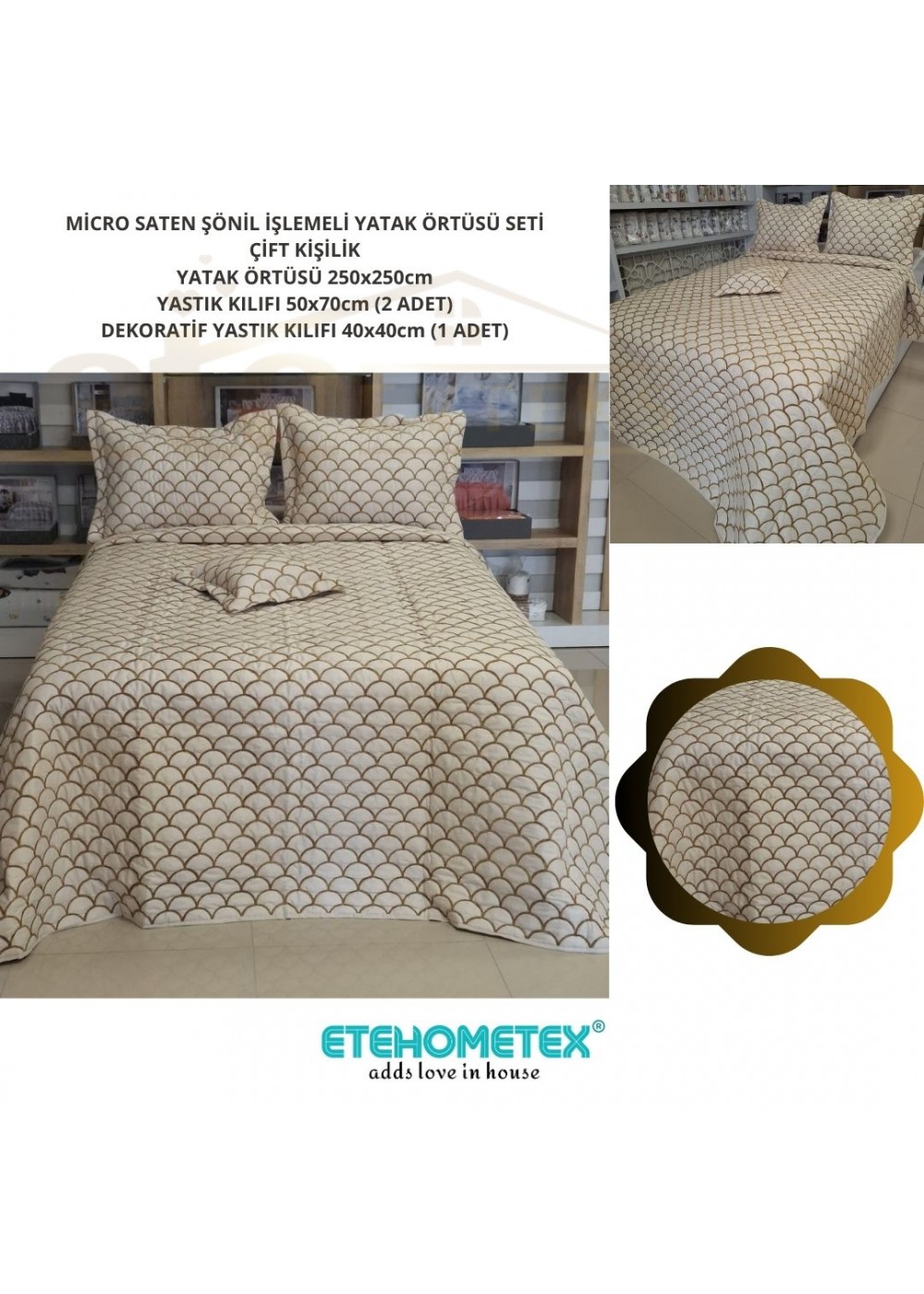 MİCRO SATEN ŞÖNİL İŞLEMELİ ÇİFT KİŞİLİK YATAK ÖRTÜSÜ SETİ BEJ 8696474231907 MİCRO SATEN ŞÖNİL İŞLEMELİ ÇİFT KİŞİLİK YATAK ÖRTÜSÜ SETİ BEJ 8696474231907